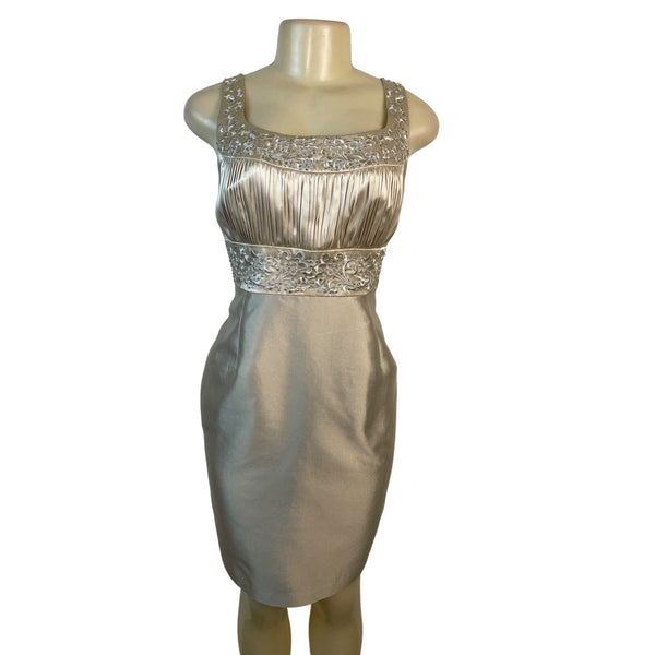 Adrianna Papell Women's Champagne Sheath Dress & Bolero Jacket Set Sz 12P