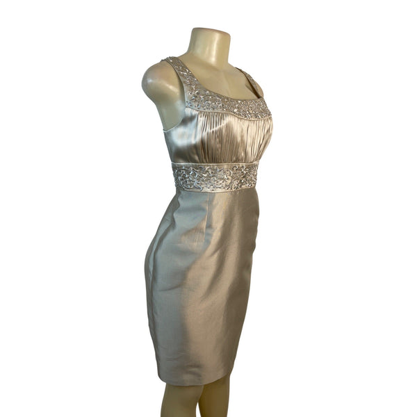 Adrianna Papell Women's Champagne Sheath Dress & Bolero Jacket Set Sz 12P