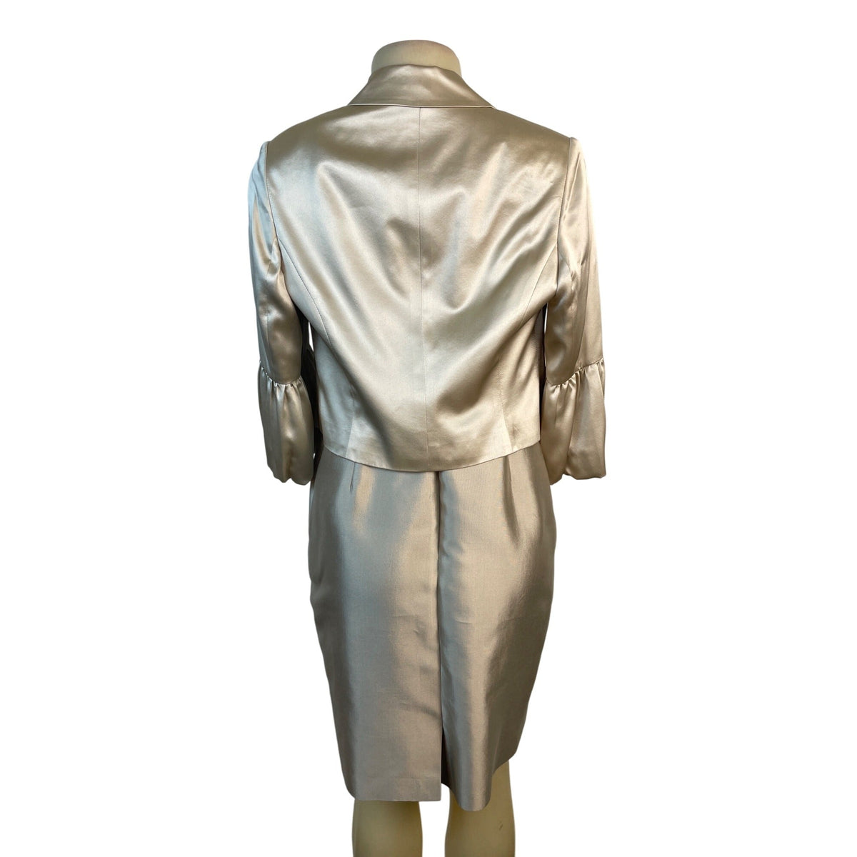 Adrianna Papell Women's Champagne Sheath Dress & Bolero Jacket Set Sz 12P