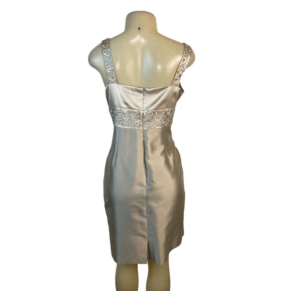 Adrianna Papell Women's Champagne Sheath Dress & Bolero Jacket Set Sz 12P