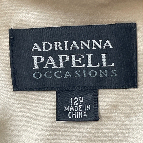 Adrianna Papell Women's Champagne Sheath Dress & Bolero Jacket Set Sz 12P