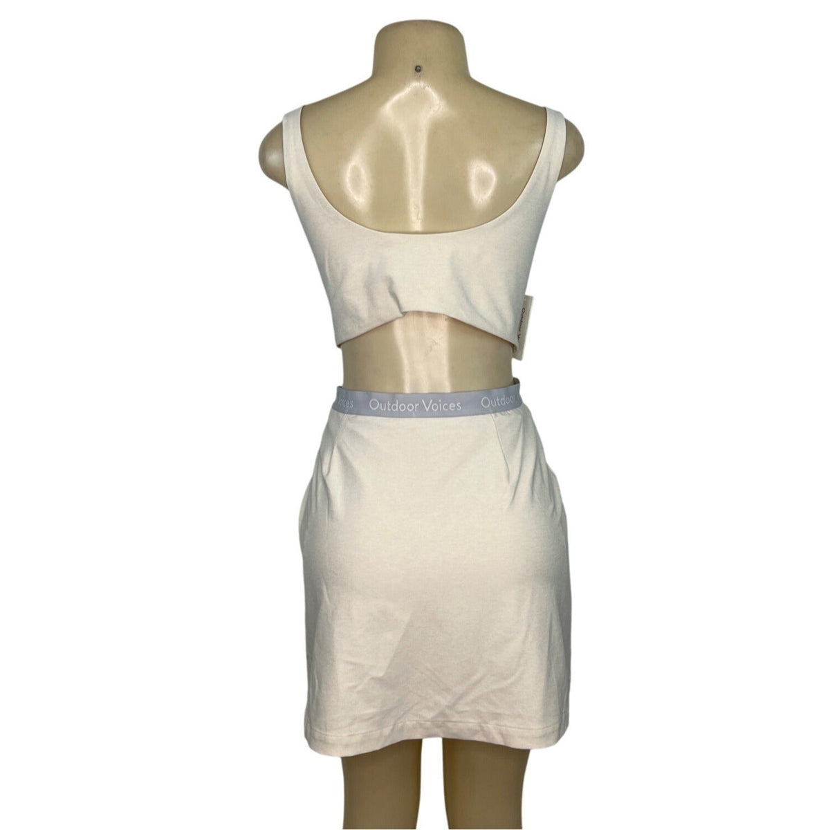 Outdoor Voices Womens White Athletic Mini Dress With Cutout Back Sz XL - New