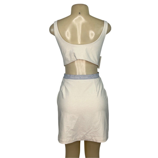 Outdoor Voices Womens White Athletic Mini Dress With Cutout Back Sz XL - New