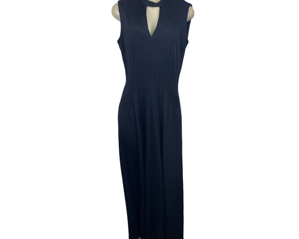 Vintage Ayres Unlimited Sleeveless Black Maxi Dress With Keyhole Neckline Sz S/M