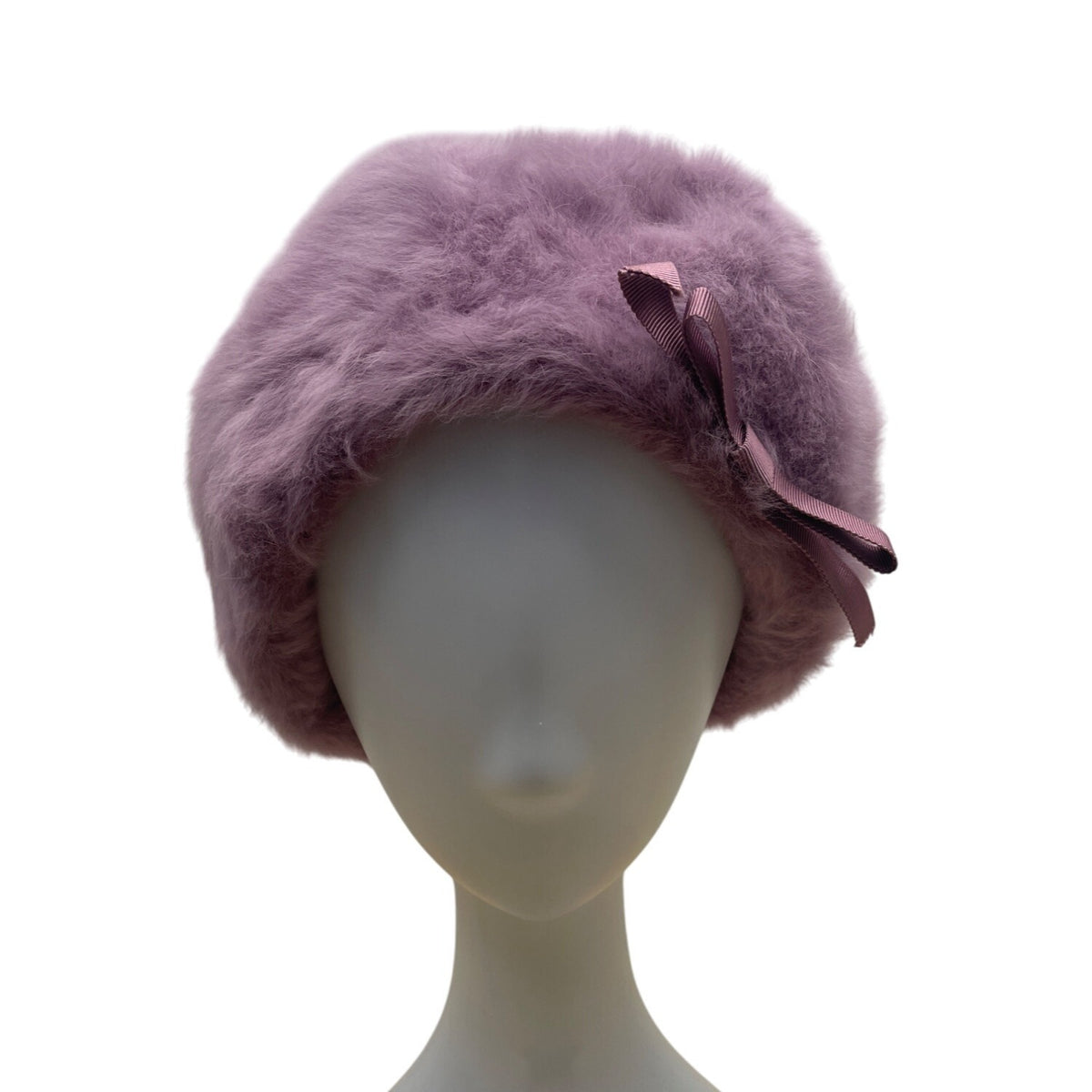 Kangol Womens Purple Lavander Angora Beret Hat With Bow Accent One Size