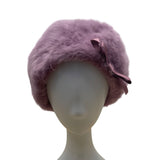 Kangol Womens Purple Lavander Angora Beret Hat With Bow Accent One Size