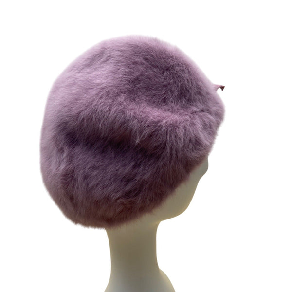 Kangol Womens Purple Lavander Angora Beret Hat With Bow Accent One Size