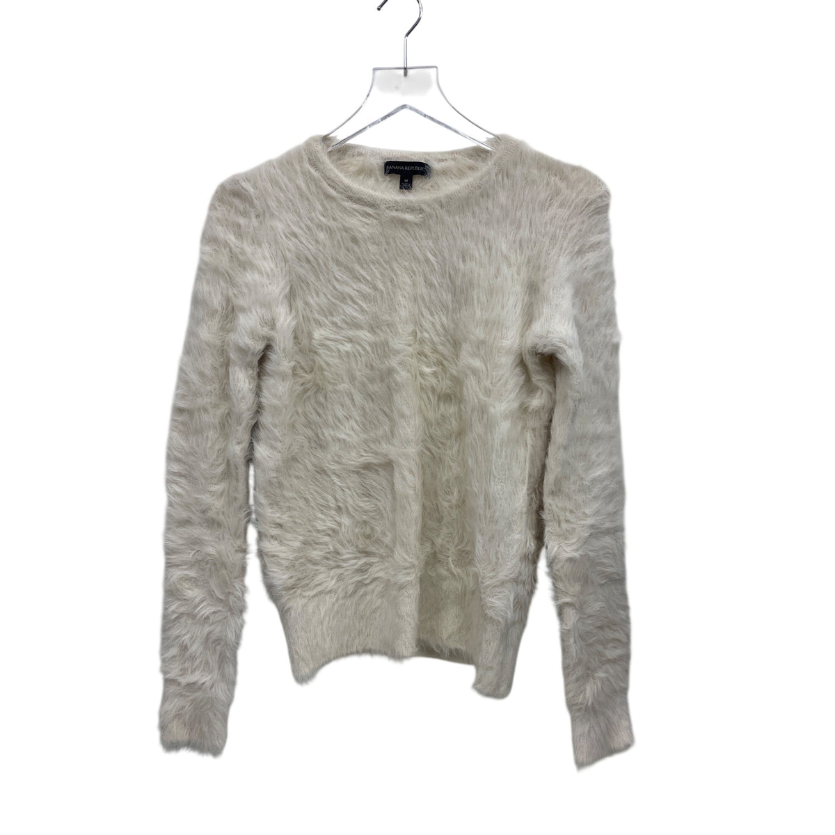 Banana Republic Womens White Fuzzy Knit Long Sleeve Sweater Size M