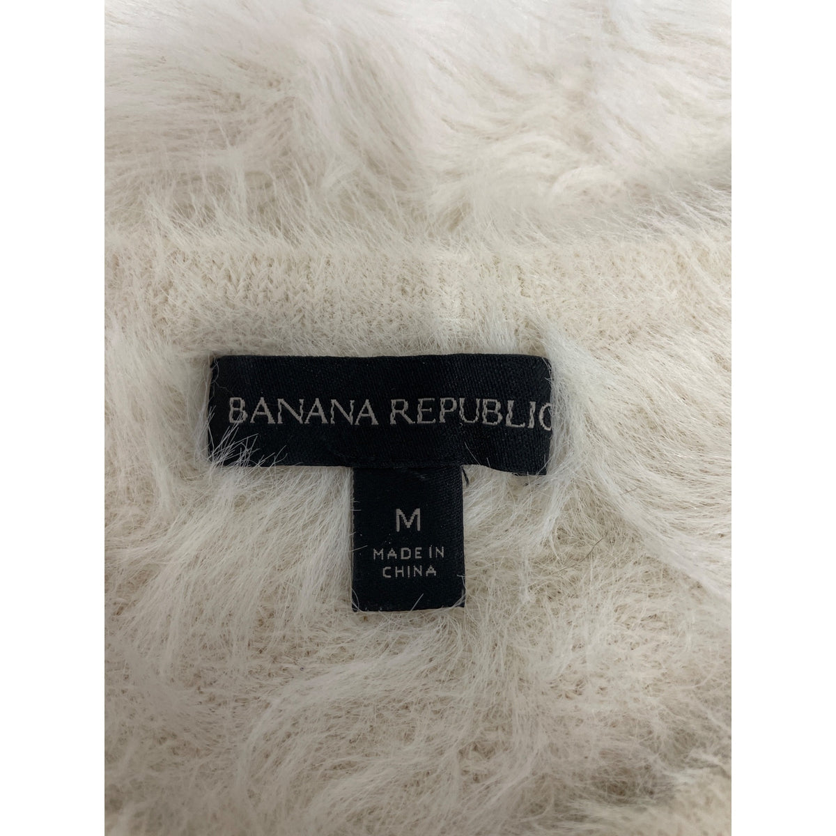Banana Republic Womens White Fuzzy Knit Long Sleeve Sweater Size M