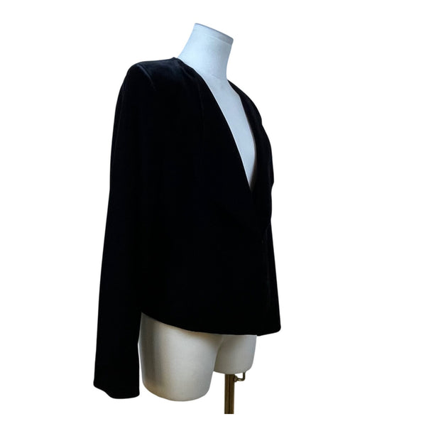 Tahari Arthur S. Levine Women’s Black Velvet Open Front Blazer Jacket Size 8
