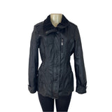 Bromley collection Black Faux Leather Fleece Collar Zip Up Womens Jacket Sz M