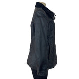 Bromley collection Black Faux Leather Fleece Collar Zip Up Womens Jacket Sz M