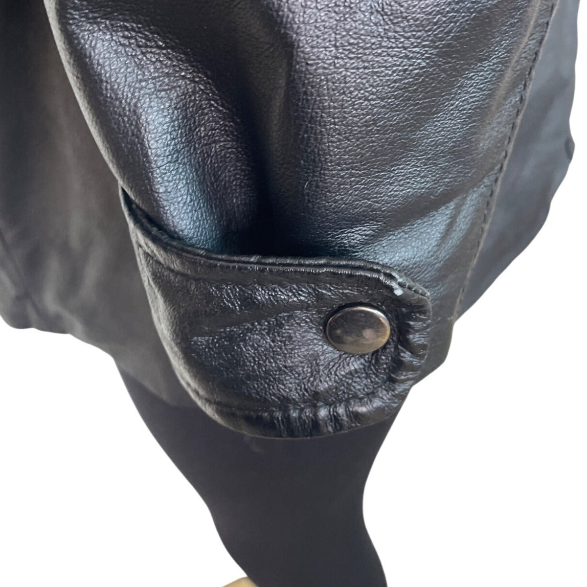Bromley collection Black Faux Leather Fleece Collar Zip Up Womens Jacket Sz M