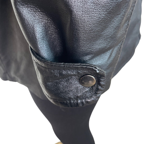 Bromley collection Black Faux Leather Fleece Collar Zip Up Womens Jacket Sz M