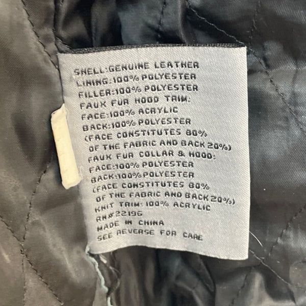 Bromley collection Black Faux Leather Fleece Collar Zip Up Womens Jacket Sz M