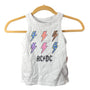 AC/DC Kids White Cotton Graphic Tank Top With Lightning Bolt Print Size S (6-6X)