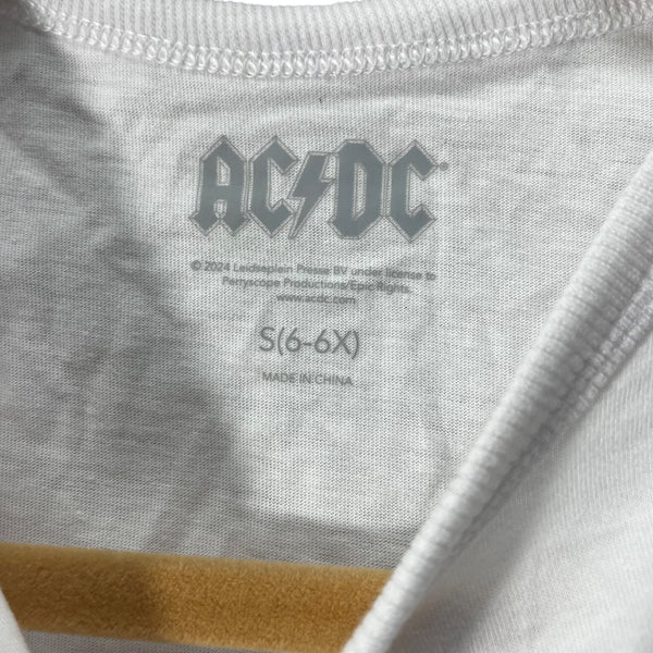 AC/DC Kids White Cotton Graphic Tank Top With Lightning Bolt Print Size S (6-6X)