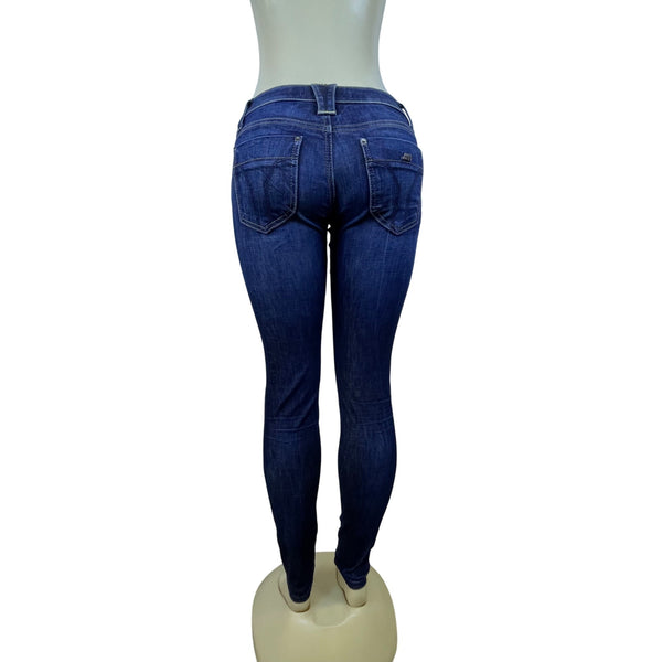 Miss Sixty Dark Wash Cotton/Elastane Skinny Jeans Trendy Zip Accents Sz 28