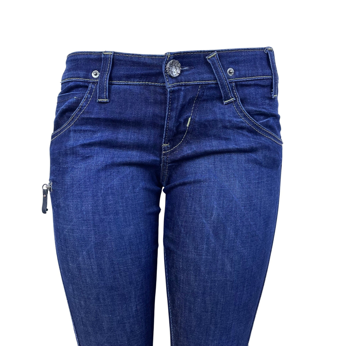 Miss Sixty Dark Wash Cotton/Elastane Skinny Jeans Trendy Zip Accents Sz 28