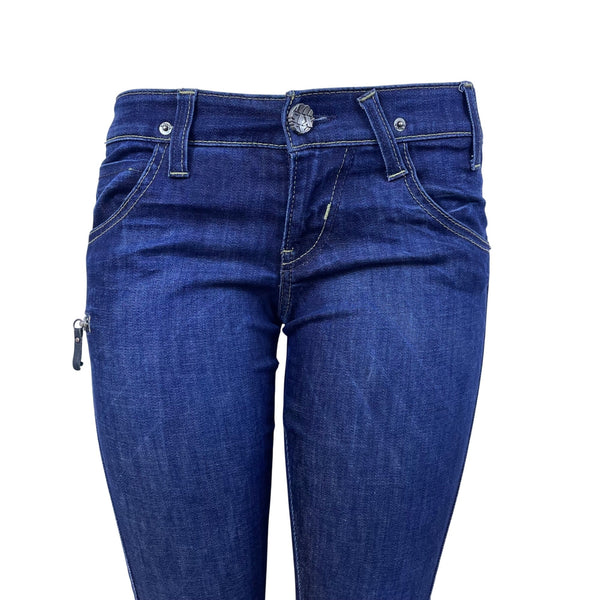 Miss Sixty Dark Wash Cotton/Elastane Skinny Jeans Trendy Zip Accents Sz 28