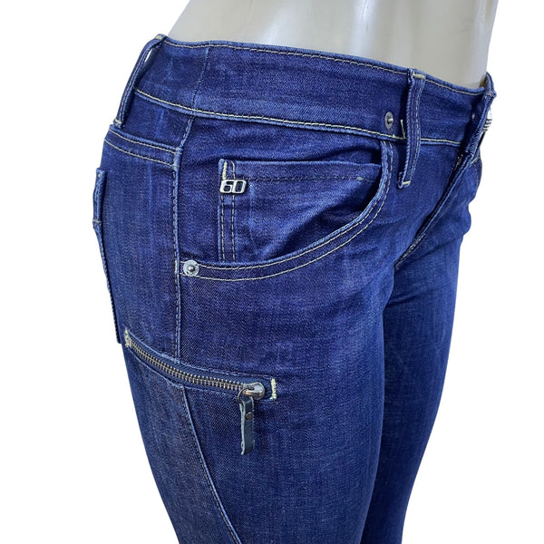 Miss Sixty Dark Wash Cotton/Elastane Skinny Jeans Trendy Zip Accents Sz 28