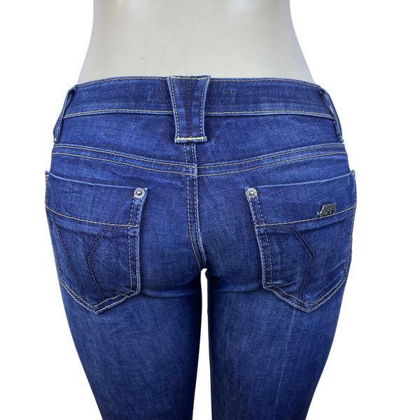 Miss Sixty Dark Wash Cotton/Elastane Skinny Jeans Trendy Zip Accents Sz 28