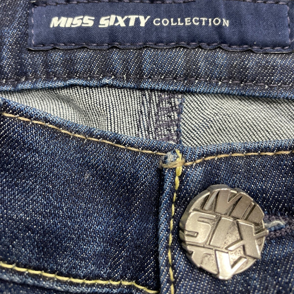 Miss Sixty Dark Wash Cotton/Elastane Skinny Jeans Trendy Zip Accents Sz 28