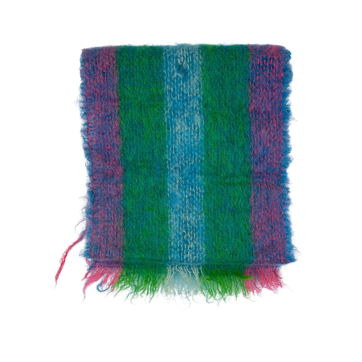 Woodward & Lothrop Unisex Multicolor Mohair/ Nylon Striped Scarf Made In Scotland