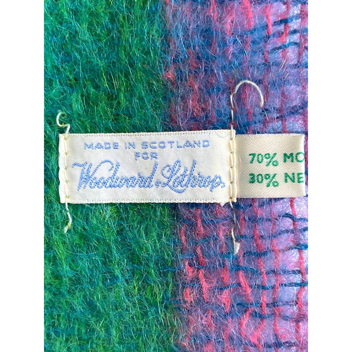Woodward & Lothrop Unisex Multicolor Mohair/ Nylon Striped Scarf Made In Scotland