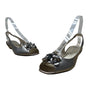 Anne Klein Ludwik Metallic Rhinestone Floral Design Slingback Sandals Sz 9.5M