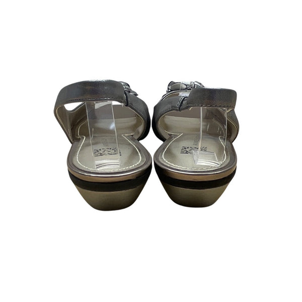 Anne Klein Ludwik Metallic Rhinestone Floral Design Slingback Sandals Sz 9.5M