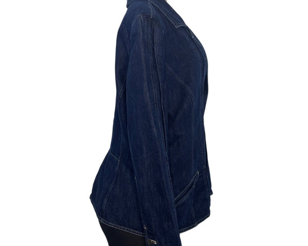 J. Jill Women's Dark Denim Blazer Jacket 3 Button Front Sizeize 16