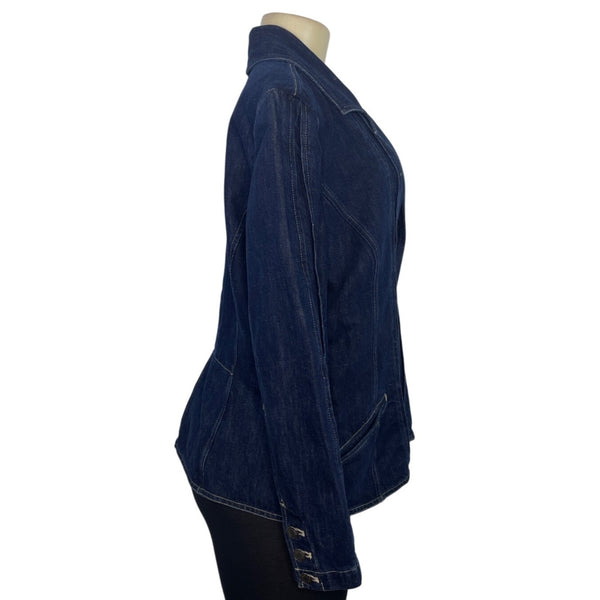 J. Jill Womens Dark Denim Blazer Jacket 3-Button Front Szize 16