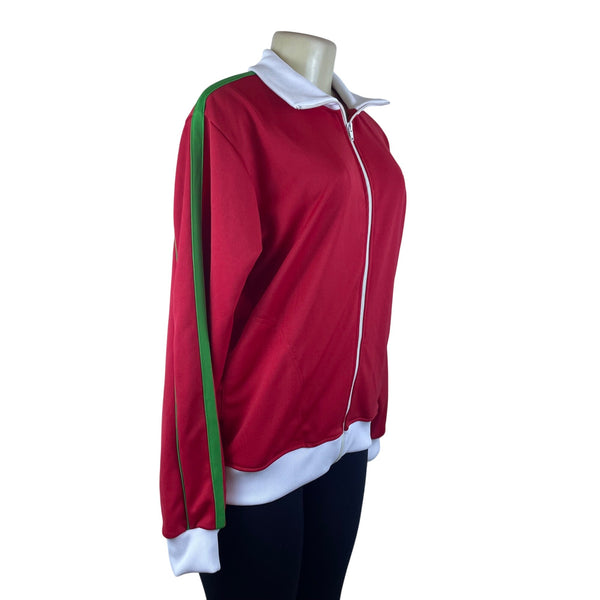 Portugal Women’s Red Track Jacket Full Zip With White & Green Trim Sz 2 - New