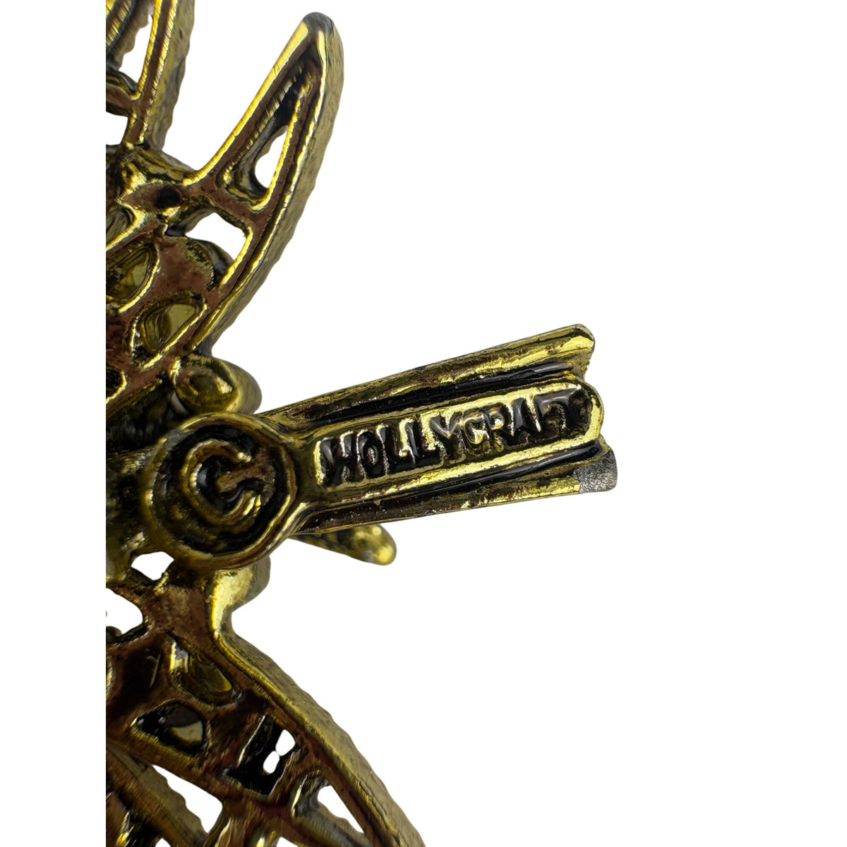 Hollycraft Women’s Gold Tone Christmas Tree Rhinestone Brooch Pin