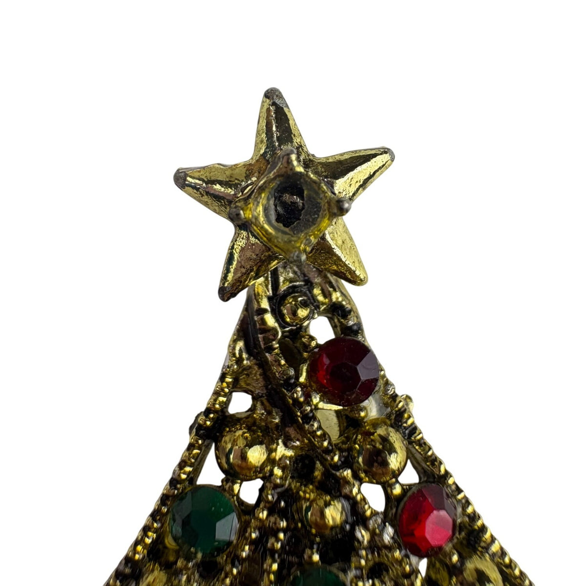 Hollycraft Women’s Gold Tone Christmas Tree Rhinestone Brooch Pin