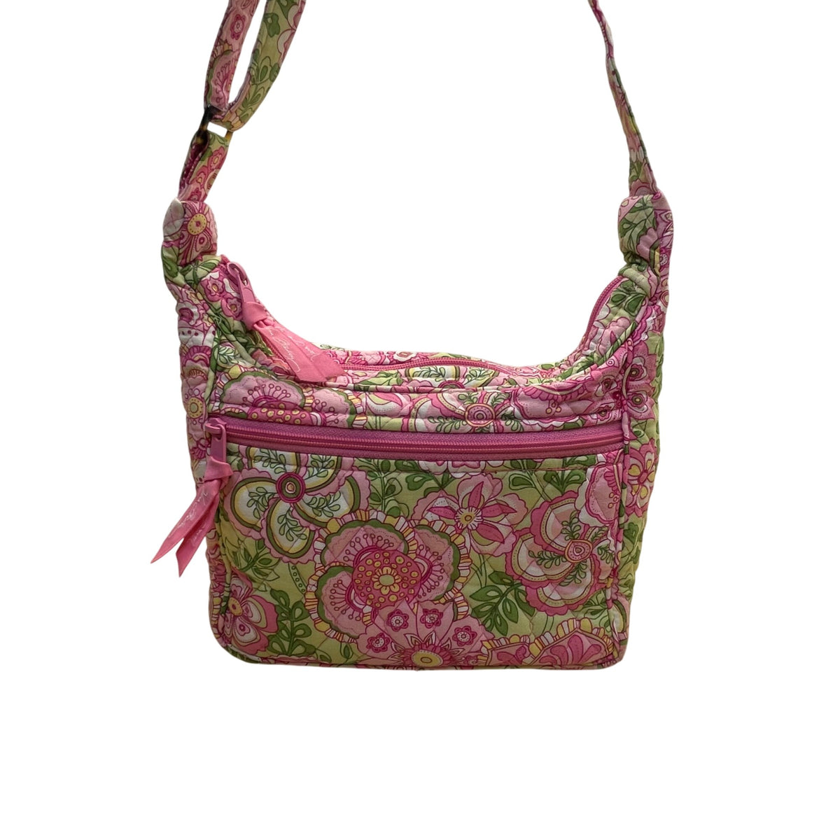 Vera Bradley Women’s Pink & Green Quilted Floral Adjustable Strap Crossbody Bag