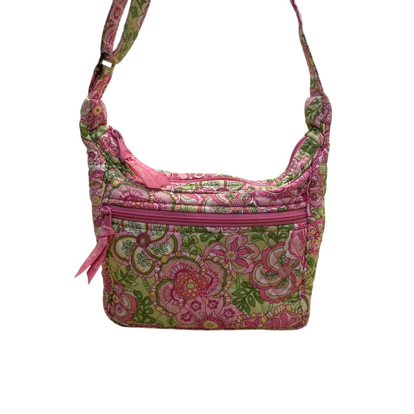 Vera Bradley Women’s Pink & Green Quilted Floral Adjustable Strap Crossbody Bag