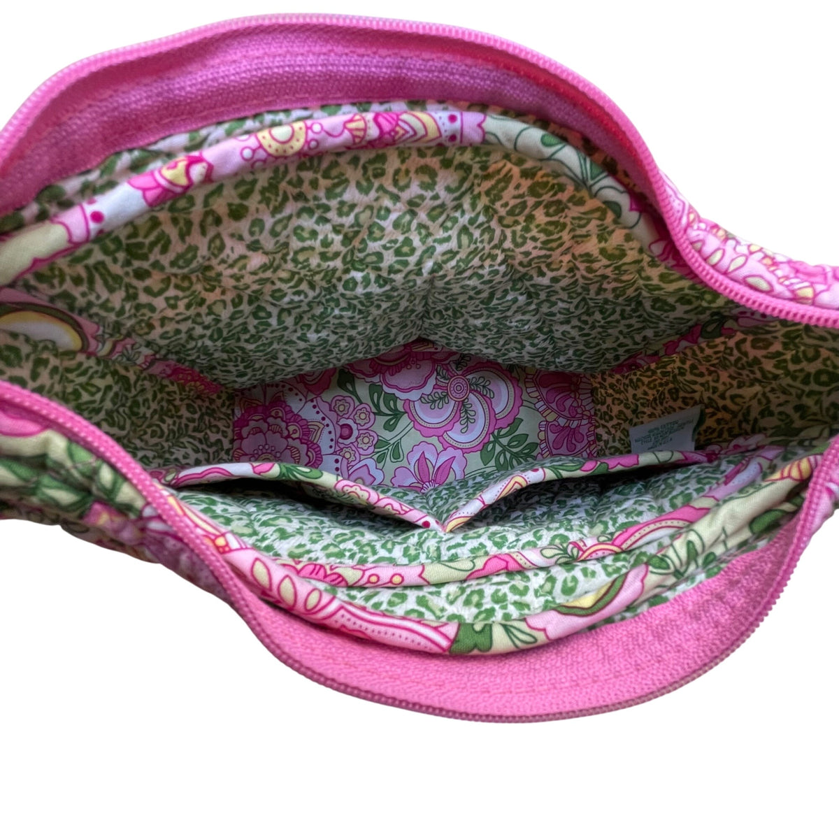 Vera Bradley Women’s Pink & Green Quilted Floral Adjustable Strap Crossbody Bag