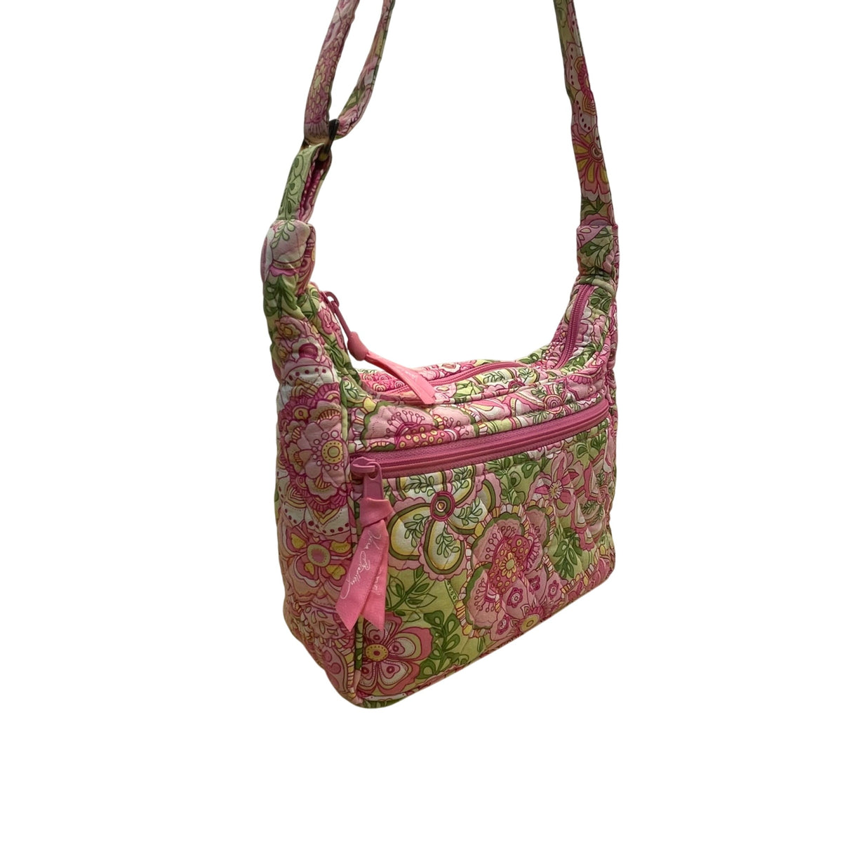 Vera Bradley Women’s Pink & Green Quilted Floral Adjustable Strap Crossbody Bag