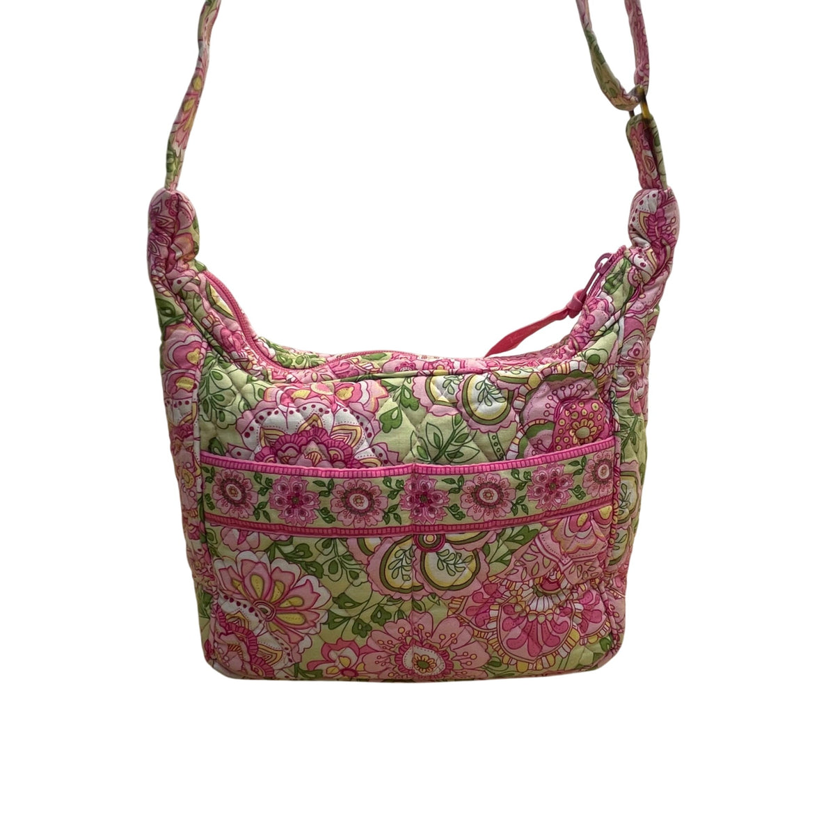 Vera Bradley Women’s Pink & Green Quilted Floral Adjustable Strap Crossbody Bag