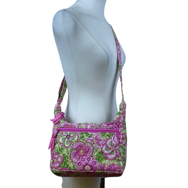 Vera Bradley Women’s Pink & Green Quilted Floral Adjustable Strap Crossbody Bag