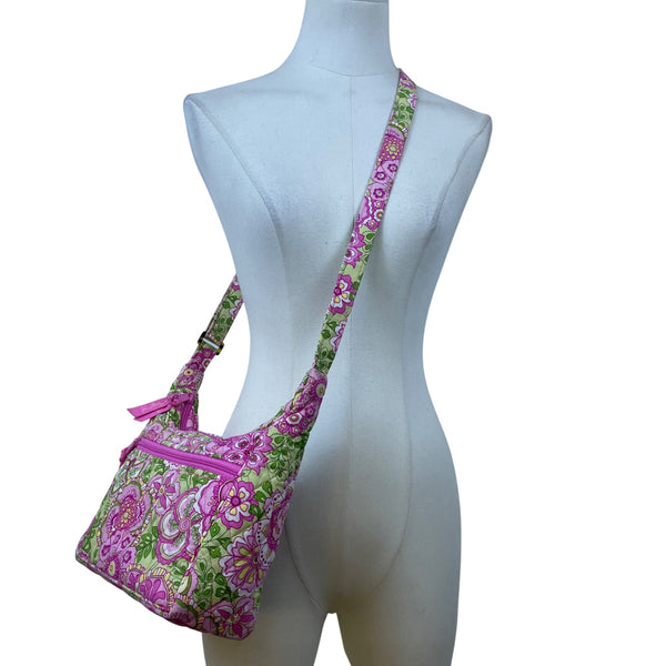 Vera Bradley Women’s Pink & Green Quilted Floral Adjustable Strap Crossbody Bag