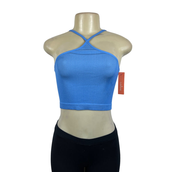 Colsie Women's Blue Sleeveless Stretchable Shirt Sz S - NWT