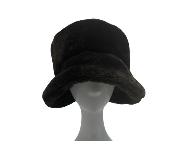 Vintage Black Faux Fur Cloche Hat For Women