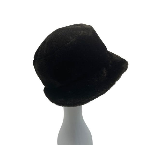 Vintage Black Faux Fur Cloche Hat For Women