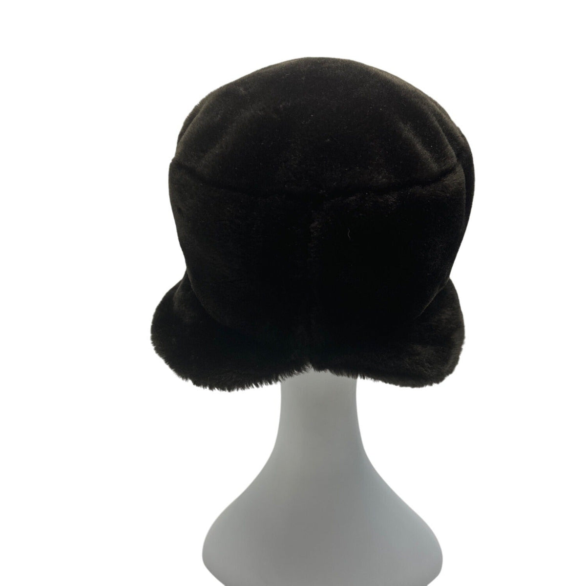 Vintage Black Faux Fur Cloche Hat For Women