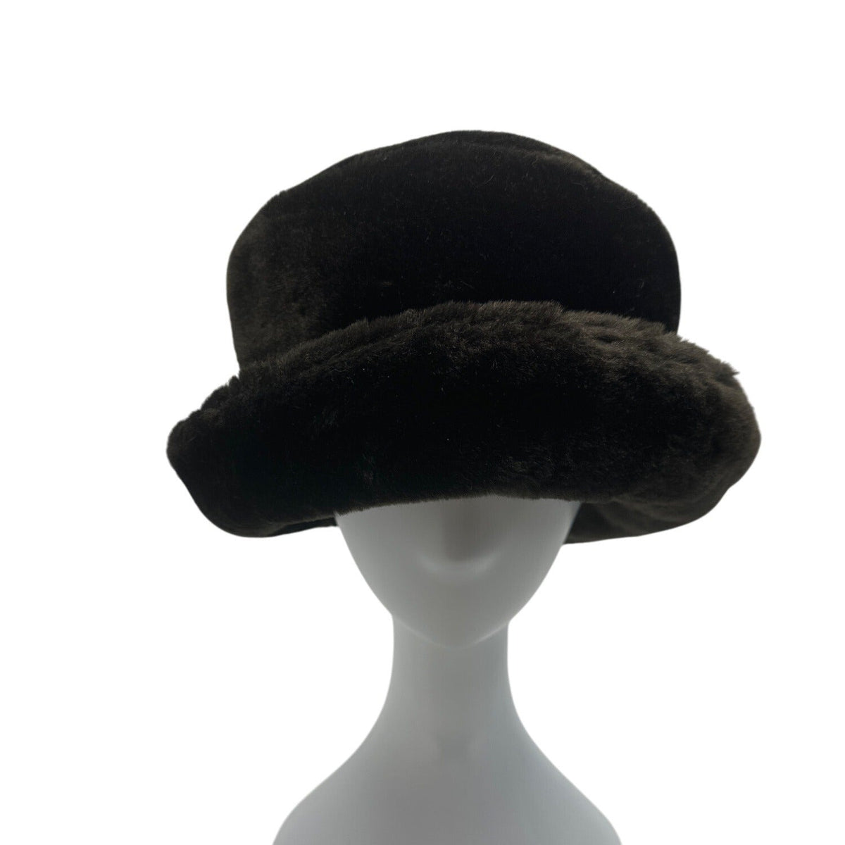 Vintage Black Faux Fur Cloche Hat For Women