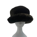 Vintage Black Faux Fur Cloche Hat For Women