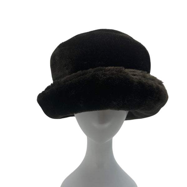 Vintage Black Faux Fur Cloche Hat For Women